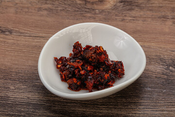 Fried chili pepper sauce with oil