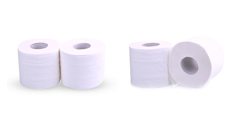 set of Toilet paper roll isolated on white background; two tissue paper roll for clean.