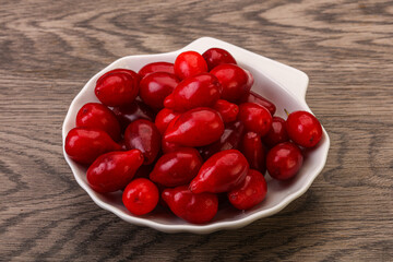 Sweet and ripe cornel berries