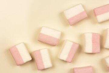 marshmallow on a pink background
