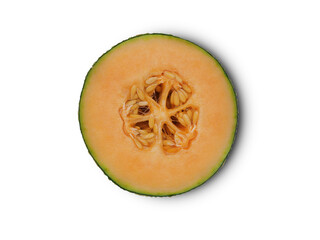 A half melon on a white background