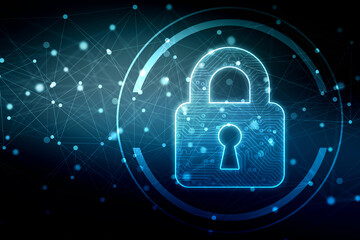 2d illustration Safety concept: Closed Padlock on digital background
