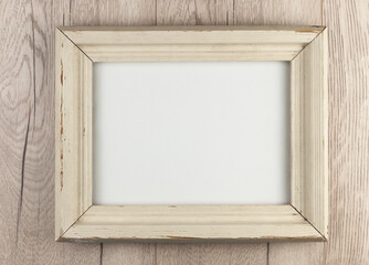 blank vintage wood frame on wall. Copyspace for your text