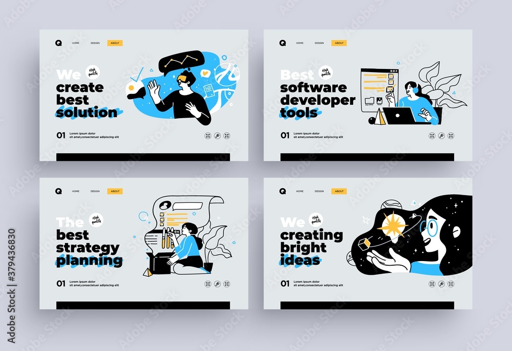 Canvas Prints set of presentation slide templates or landing page websites design. business concept illustrations.