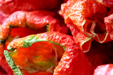 close-up dried sweet bell pepper