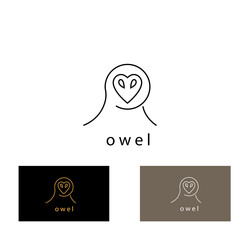 Owl logo design outline vector illustration