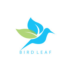 creative bird logo vector illustration of leaves design