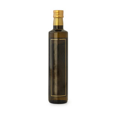 balsamic vinegar bottle with blank label isolated on white background .