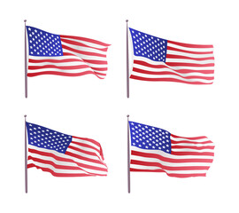 Obraz premium USA flag. Waving flag of the United States. illustration of wavy American Flag for Independence Day. 