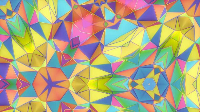 Colorful Offset Kaleidoscope Loop 1 Multicolor: rainbow colored fun kaleido pattern. Yoga, clubs, shows. Mandala. Led screens. Abstract background. Pattern motion design. Seamless loop. 4K