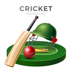 Vector realistic cricket bat stick betting promo