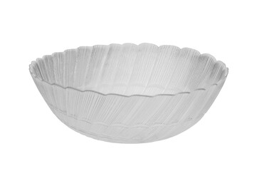 Empty glass salad bowl. Isolated on a white background