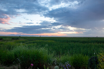sunset over the river