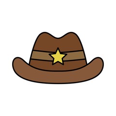 Cowboy hat, sheriff hat vector illustration. hat with star symbol.