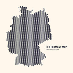Fototapeta na wymiar Hex Germany Map Vector Isolated On Light Background. Hexagonal Halftone Texture Of Germany Map