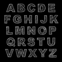 Hand-drawn alphabet. Calligraphy font. Modern chalk lettering. Grunge style alphabet.