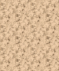 Seamless tropical flower, plant and leaf pattern background