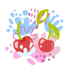 different bright berries spinning in whirlpool