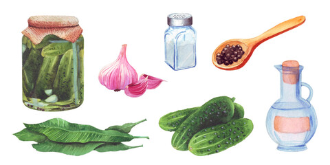 Set of Pickled Cucumbers, Ingredients for cooking