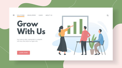 Marketing team career growth together with company landing page banner.