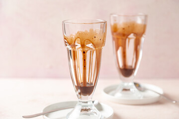 milkshake cup with chocolate sauce