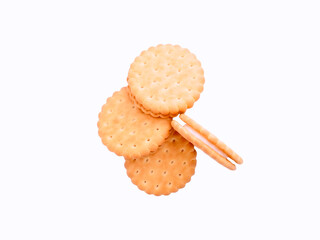 cracker with cream, isolate on a white background. Cracker cookies cream