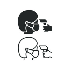 Checking body temperature line and glyph icon. Vector illustration