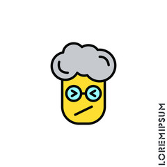 Angry and Holding Temper yellow Emoticon boy, man Icon Vector Illustration. Style. Confounded Emoji (Emoticon) Icon Vector  Stroke Design