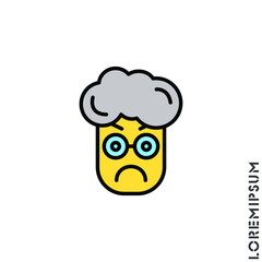 Angry yellow icon vector. Furious Face Emoticon boy, man Icon Vector Illustration. Style. 