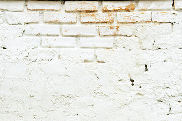 Red Brick with Partial white Plastered Wall Texture