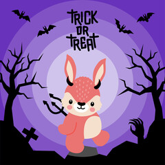 cute rabbit bunny halloween costume theme cartoon doodle