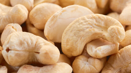 Close up picture of dried cashew nuts.