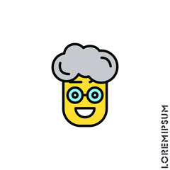 Happy Smile Eyes Open with raised eyebrow yellow Emoticon boy, man Icon Vector Illustration. Style. Smile vector icon, happy symbol. style sign for mobile concept and web design. Emoji 