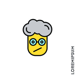 Sad and Confused yellow Emoticon boy, man Icon Vector Illustration. Style. 