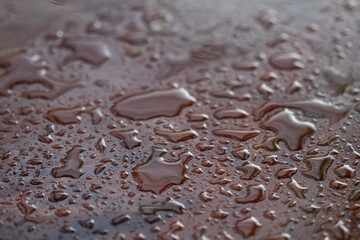 close up of water drops on the surface