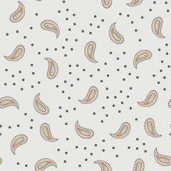 Simple ethnic boho seamless pattern with paisley