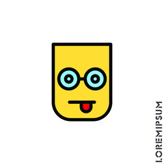 Mocking Funny Humor color Emoticon Icon Vector Illustration. Style.