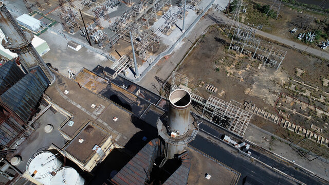 Smokestacks Above A Closed Coal Power Plant