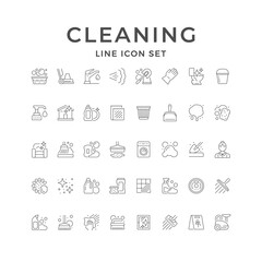 Set line icons of cleaning - obrazy, fototapety, plakaty