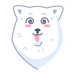 Samoyed puppy. Vector Stock Illustration isolated Emoji character cartoon dog embarrassed, shy and blushes sticker emoticon
