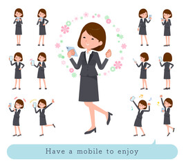 Obraz premium flat type business women_Have a Mobile_enjoy