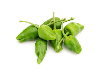 Fresh Padron pepper isolated on white background. Capsicum annuum
