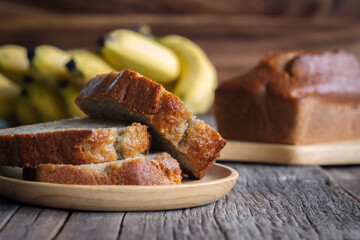 Homemade banana cake. Healthy dessert. Cake with natural fiber.