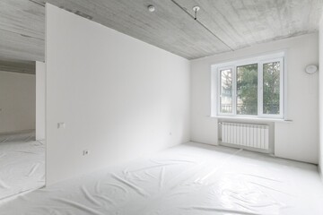 interior of the apartment without decoration in white colors