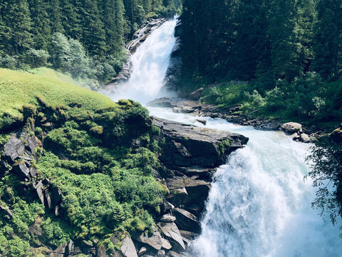 waterfall in the mountains dramatic