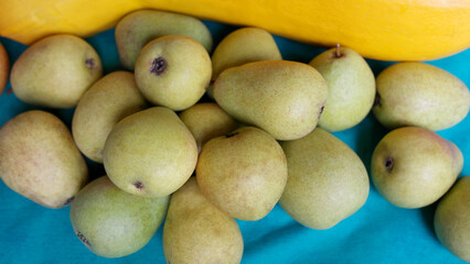 Ripe, juicy yellow-green pears. Fruit for a healthy diet.