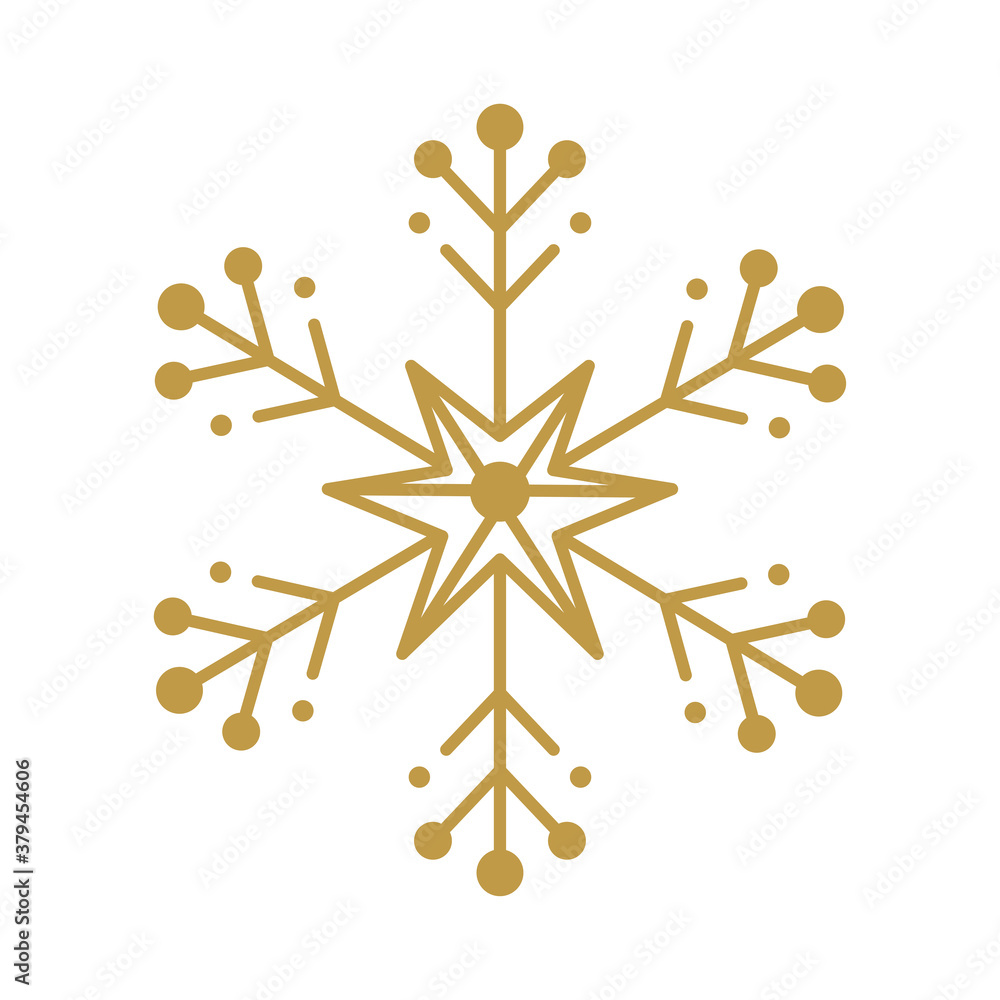 Poster merry christmas gold snowflake design, winter season and decoration theme vector illustration