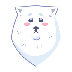 Dog sticker, sad. Emoticon for social networks and messengers. White dog pet. Cute kawaii animal in cartoon style.