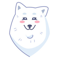 Dog sticker, sly. Emoticon for social networks and messengers. White dog pet. Cute kawaii animal in cartoon style.
