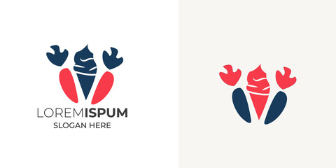 Carrots and ice cream logo design vector illustration on white background. carrots and ice cream combo modern vector  